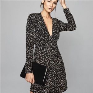 REISS- Julia Zigzag Print Plunge Dress sz 8